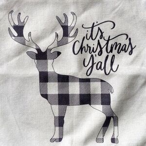 It's Christmas Y'all Plaid Reindeer 18"x18" Decorative Pillow Cover